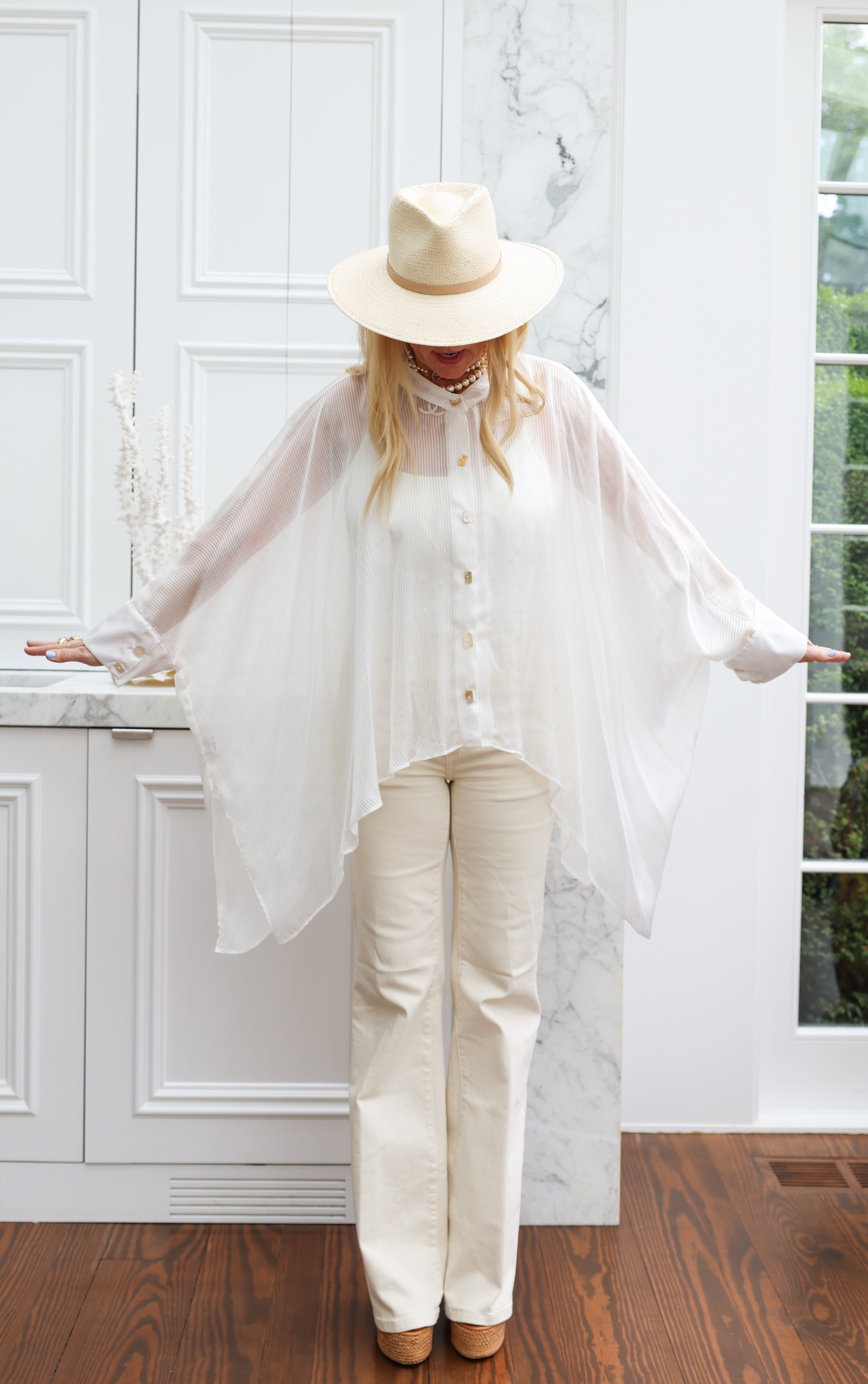 Ethereal Silk Crop Button Kaftan