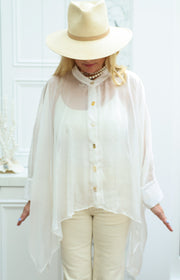 Ethereal Silk Crop Button Kaftan