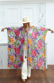 Velvet Burnout Silk Tie Maxi Kaftan