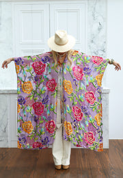 Velvet Burnout Silk Tie Maxi Kaftan