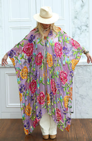 Velvet Burnout Silk Tie Maxi Kaftan