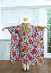 Velvet Burnout Silk Tie Maxi Kaftan