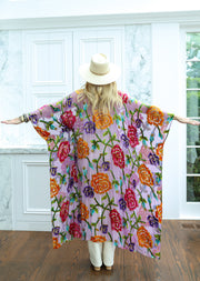 Velvet Burnout Silk Tie Maxi Kaftan
