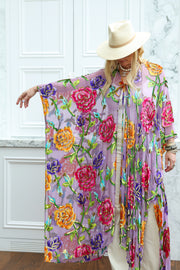 Velvet Burnout Silk Tie Maxi Kaftan