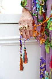 Velvet Burnout Silk Tie Maxi Kaftan