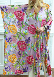 Velvet Burnout Silk Tie Maxi Kaftan