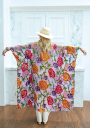 Velvet Burnout Silk Tie Maxi Kaftan