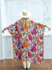 Velvet Burnout Silk Tie Maxi Kaftan