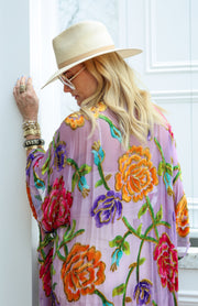 Velvet Burnout Silk Tie Maxi Kaftan