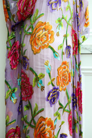 Velvet Burnout Silk Tie Maxi Kaftan