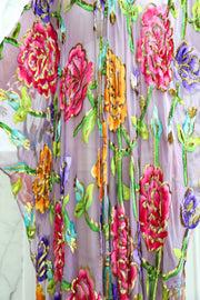 Velvet Burnout Silk Tie Maxi Kaftan