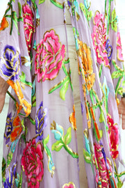 Velvet Burnout Silk Tie Maxi Kaftan