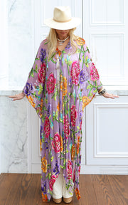 Velvet Burnout Silk Tie Maxi Kaftan