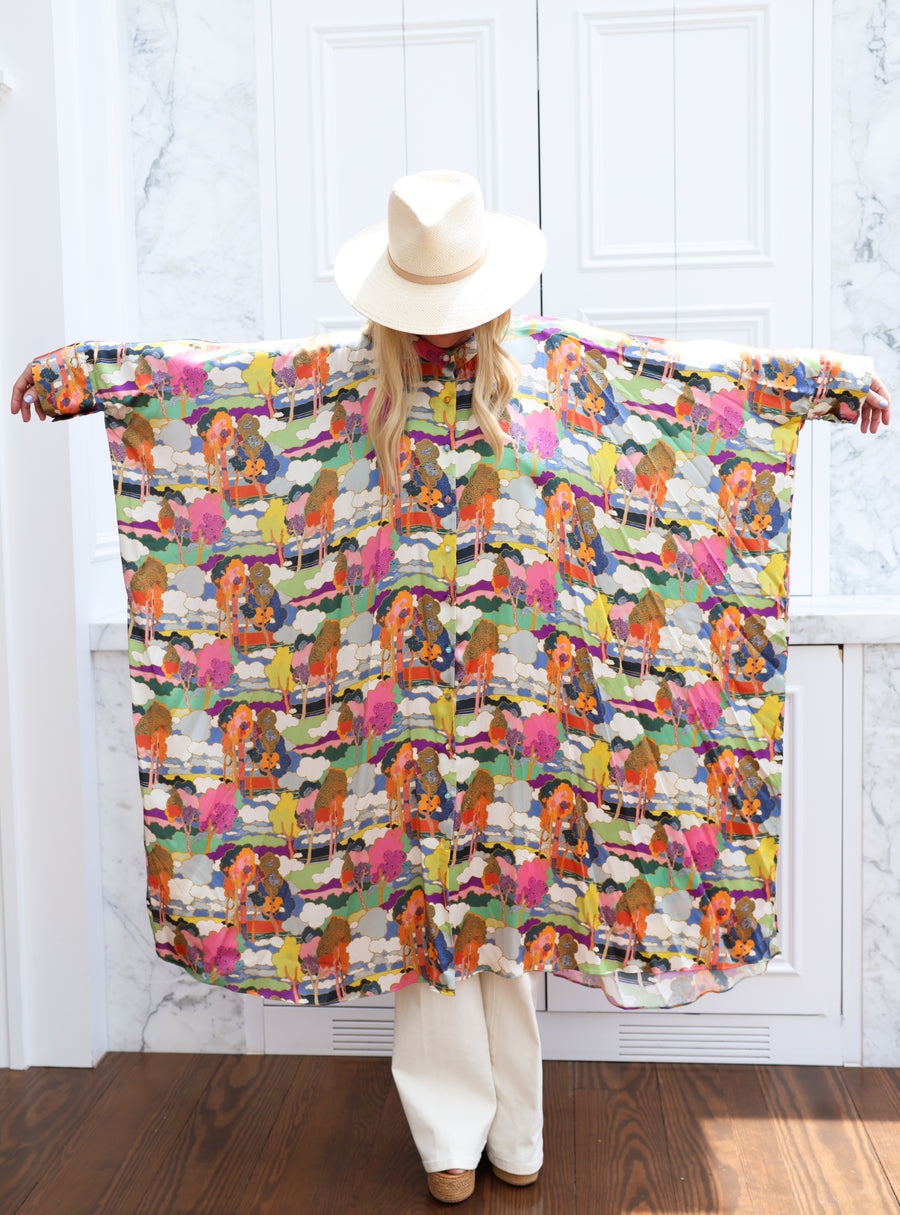 Prospect Road Silk Button Maxi Kaftan