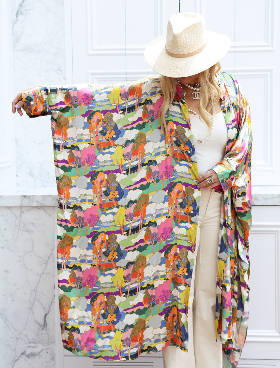 Prospect Road Silk Button Maxi Kaftan