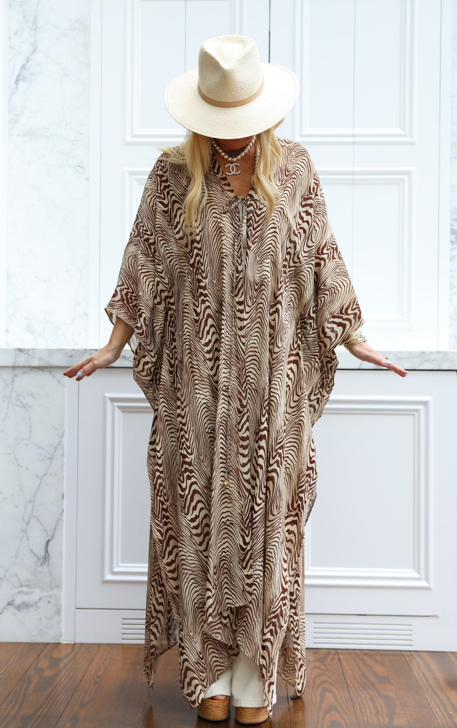 Pierre Silk Tie Maxi Kaftan