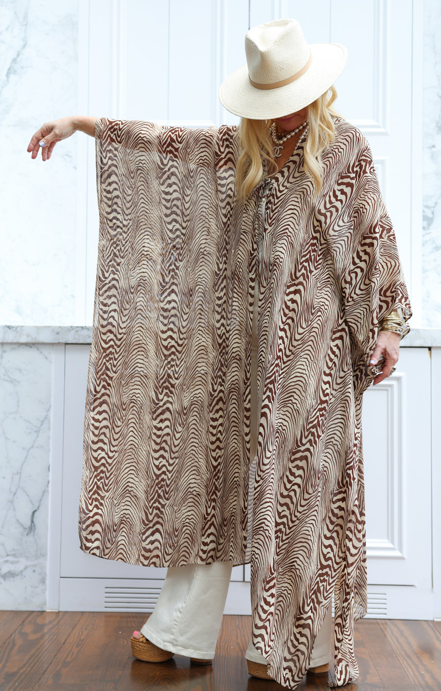 Pierre Silk Tie Maxi Kaftan