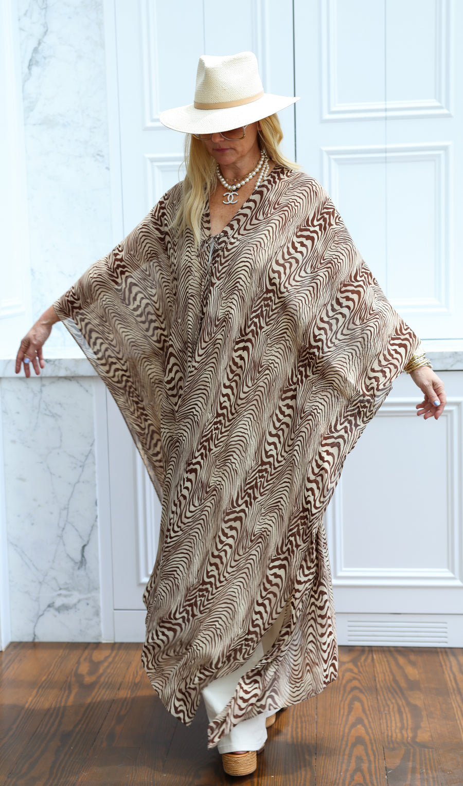 Pierre Silk Tie Maxi Kaftan