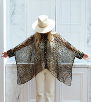 Leopard Silk Crop Button Kaftan PRE-ORDER