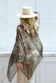 Leopard Silk Crop Button Kaftan PRE-ORDER
