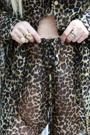 Leopard Silk Vent Pants