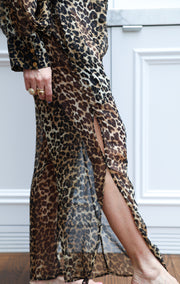 Leopard Silk Vent Pants