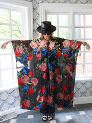 Midnight Floral Tie Maxi Kaftan