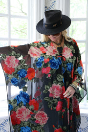 Midnight Floral Tie Maxi Kaftan