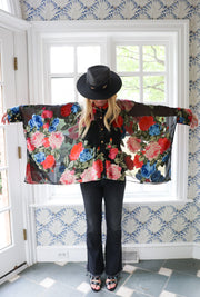 Midnight Floral Crop Button Kaftan