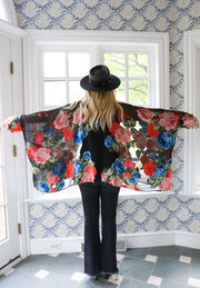 Midnight Floral Crop Button Kaftan