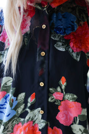 Midnight Floral Crop Button Kaftan