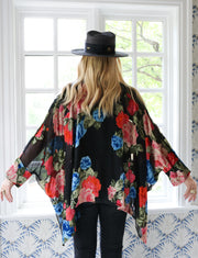 Midnight Floral Crop Button Kaftan