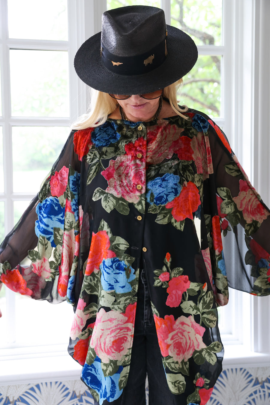 Midnight Floral Batwing Kaftan