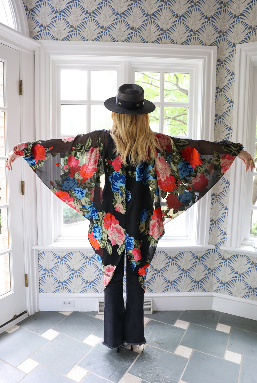 Midnight Floral Batwing Kaftan
