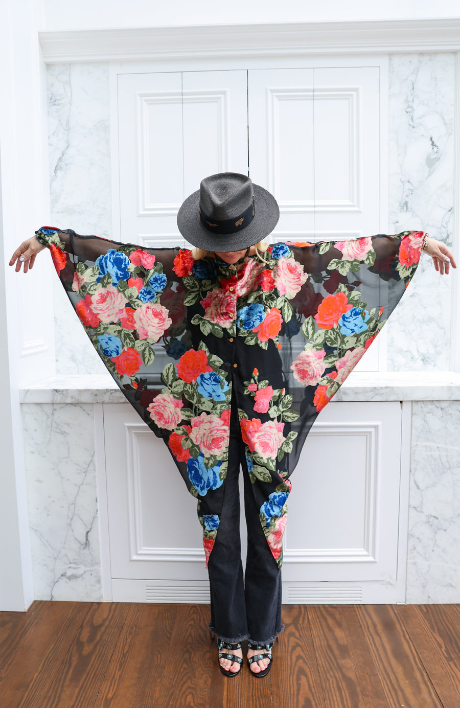 Midnight Floral Batwing Kaftan