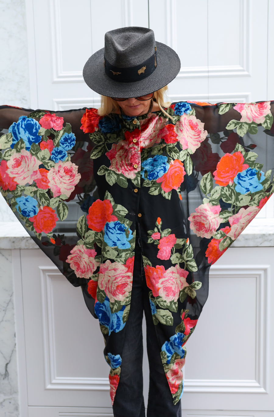 Midnight Floral Batwing Kaftan