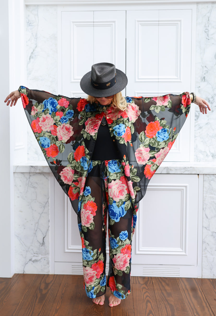Midnight Floral Vent Pants