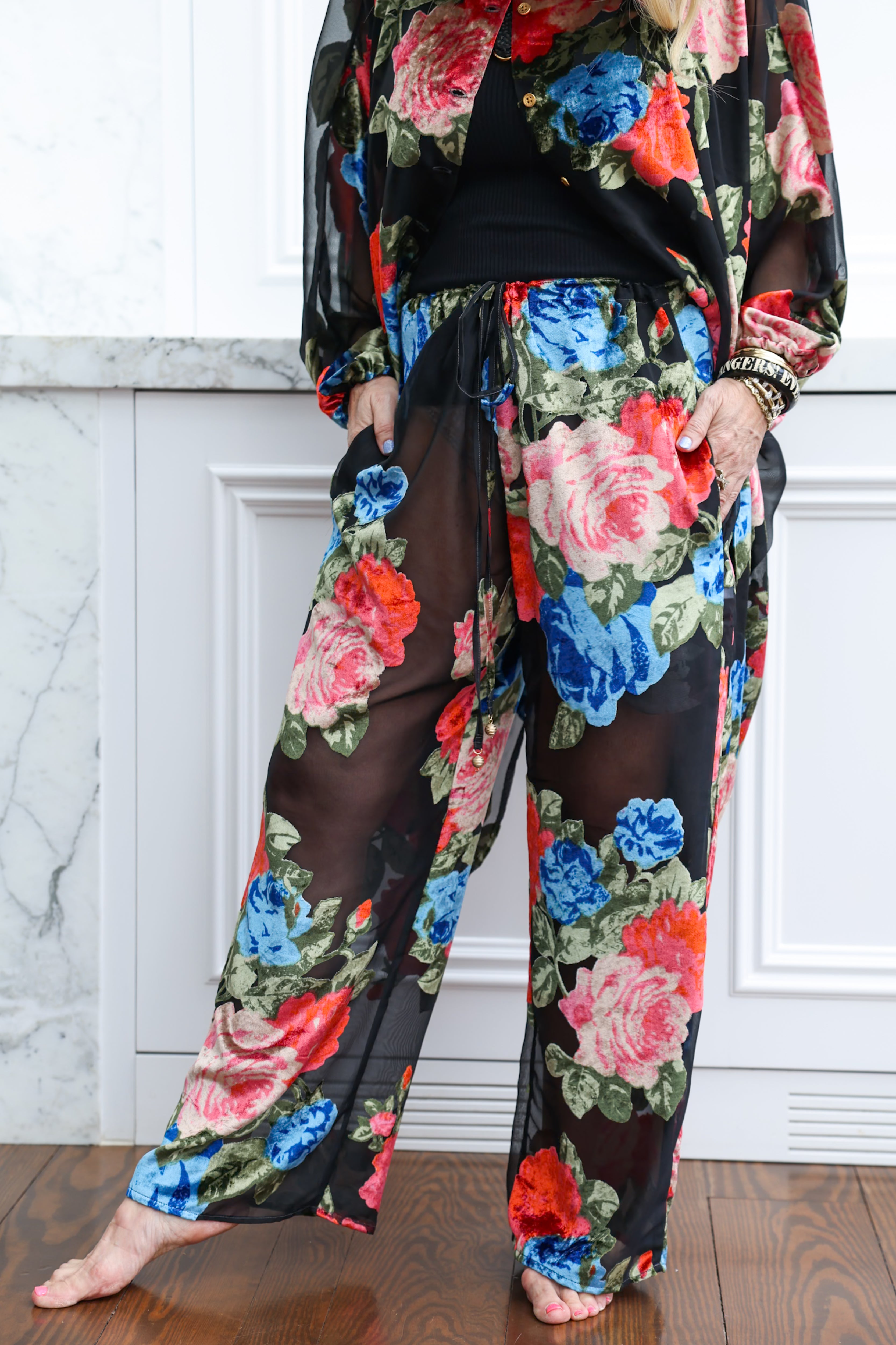 Midnight Floral Vent Pants