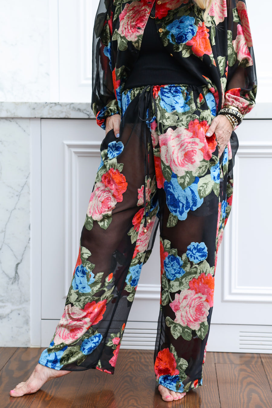 Midnight Floral Vent Pants