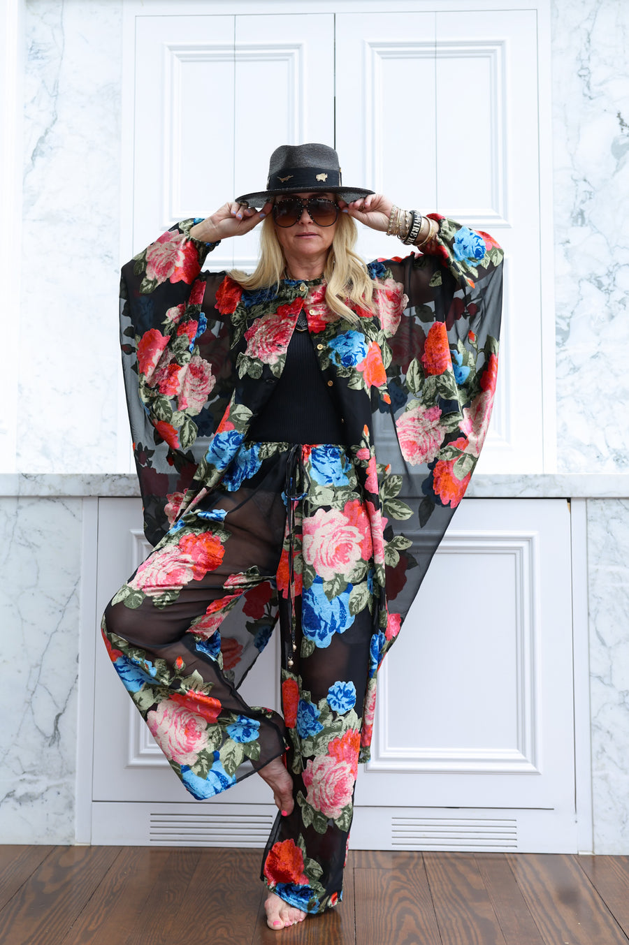 Midnight Floral Vent Pants