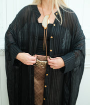 Obsidian Silk Button Maxi Kaftan