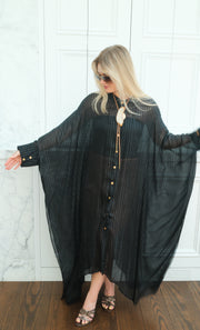 Obsidian Silk Button Maxi Kaftan