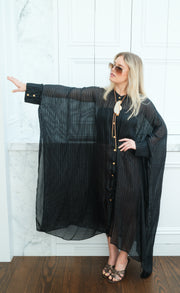 Obsidian Silk Button Maxi Kaftan