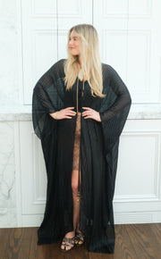 Obsidian Silk Tie Maxi Kaftan
