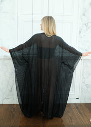Obsidian Silk Tie Maxi Kaftan