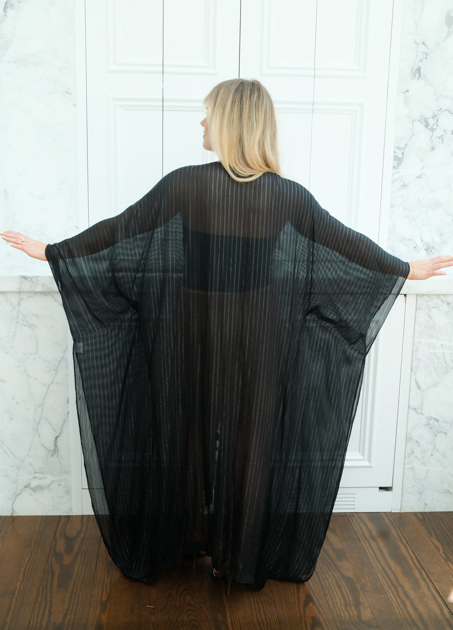 Obsidian Silk Tie Maxi Kaftan