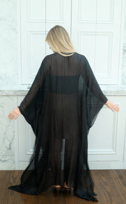 Obsidian Silk Tie Maxi Kaftan