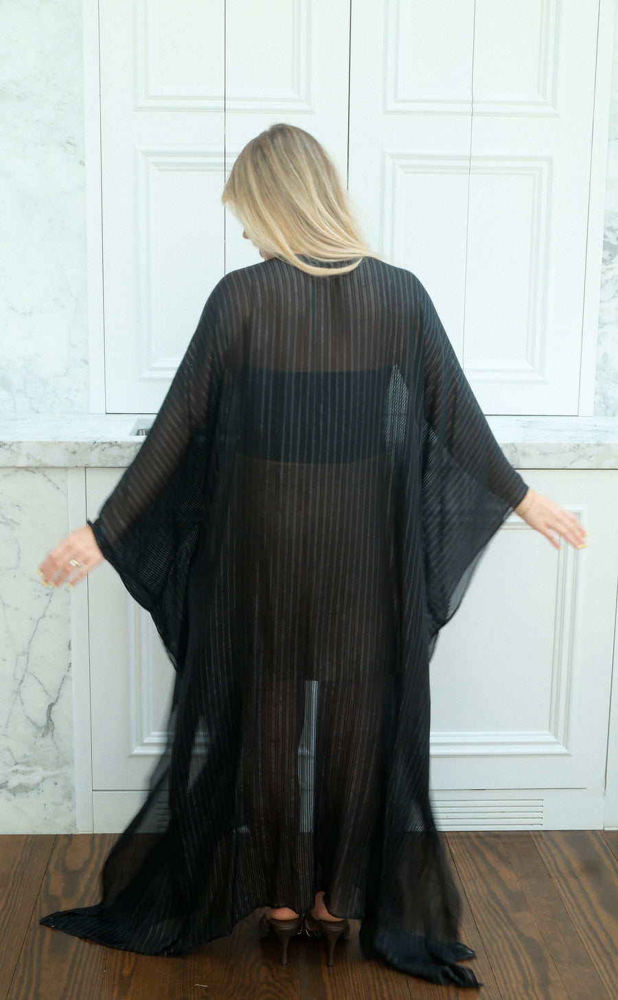Obsidian Silk Tie Maxi Kaftan