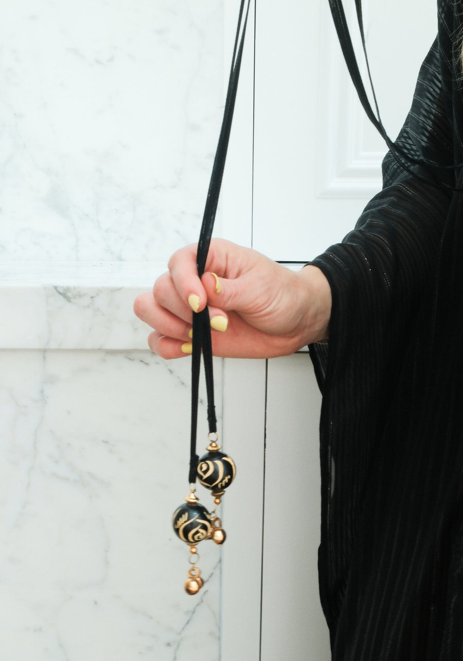 Obsidian Silk Tie Maxi Kaftan