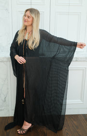 Obsidian Silk Tie Maxi Kaftan